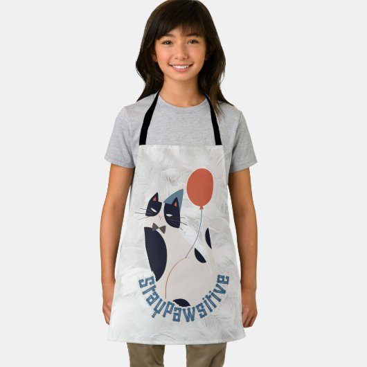Charming Tuxedo Cat Stay Pawsitive Kids All-Over  エプロン (インサイチュ)