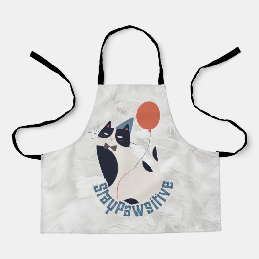 Charming Tuxedo Cat Stay Pawsitive Kids All-Over  エプロン (正面)