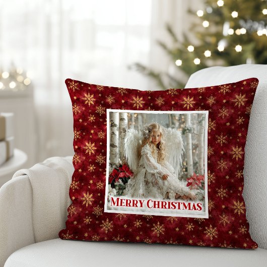 Charming Victorian Angel Red and Gold Gift Pillow クッション