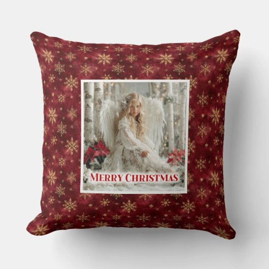 Charming Victorian Angel Red and Gold Gift Pillow クッション (正面)