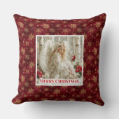 Charming Victorian Angel Red Gold Accent Christmas クッション (正面)