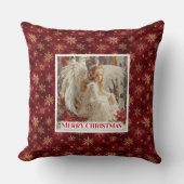 Charming Victorian Angel Red Gold Accent Christmas クッション (正面)