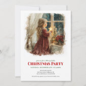 Charming Victorian Little Girl Awaiting Santa 招待状 (正面)