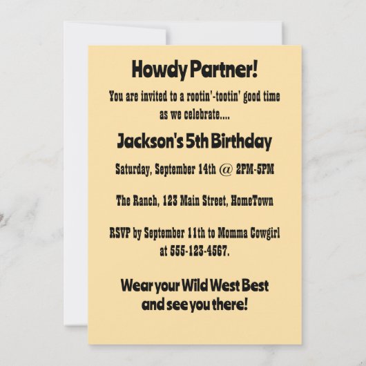 Charming Vintage Cactus 招待状 (裏面)