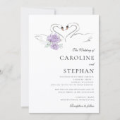 Charming Watercolor Swan Couple Wedding Announceme 招待状 (正面)