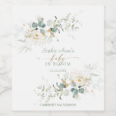 Charming White Floral Airy Leaves Baby in Bloom    ワインラベル (シングルラベル)
