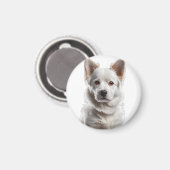 Charming White Shepherd Puppy Portrait マグネット (正面/裏面)