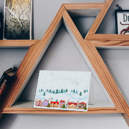 Charming Winter Village Foil Holiday Card 箔グリーティングカード
