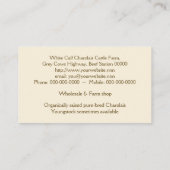 Charolaisのビーフの雄牛か雌牛 名刺 (裏面)