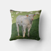 Charolaisの白い子牛の写真のクッション クッション (裏面)