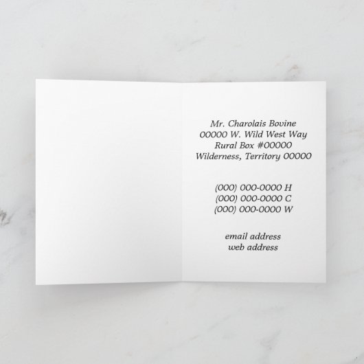 Charolaisの白い牛-西部のアドレス変更 案内状 (内部)