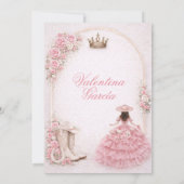 Charra Western Quince Blush Pink Quinceañera 招待状 (裏面)