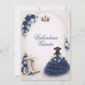 Charra Western Quince Navy Blue Quinceañera 招待状 (裏面)