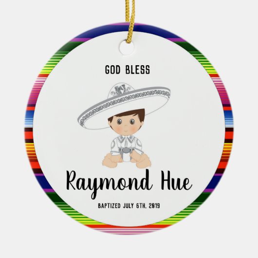 Charroの男の子の洗礼のオーナメント セラミックオーナメント (正面)
