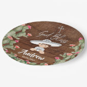 Charroの素朴なメキシコ銀製の洗礼の紙皿 ペーパープレート (アングル)