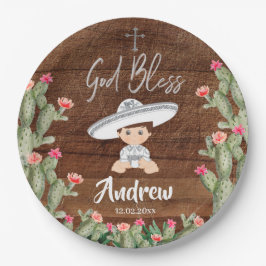 Charroの素朴なメキシコ銀製の洗礼の紙皿 ペーパープレート