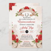 Charro/Huapangoキンセアニェラ招待状Red Roses 招待状 (正面/裏面)
