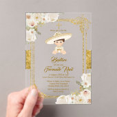 Charro Mexican Gold Fiesta Boy Baptism Christening アクリル招待状 (インサイチュ (ポータブル))
