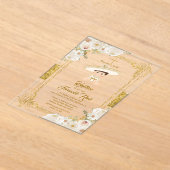 Charro Mexican Gold Fiesta Boy Baptism Christening アクリル招待状 (レイダウン)