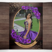 Charro Purpleバラ国Add Photo Quinceanera 三つ折り招待状 (内部中)