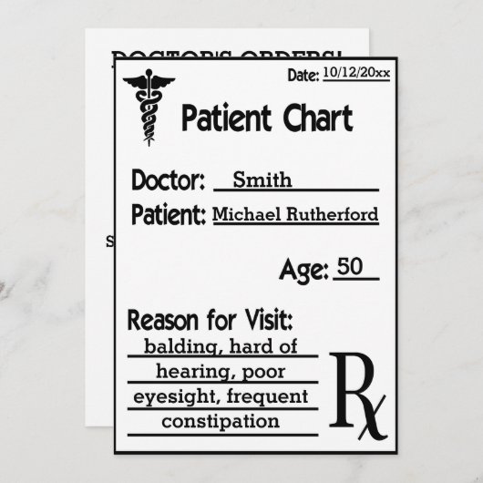 Chart For Patient Funny博士 招待状 (正面/裏面)