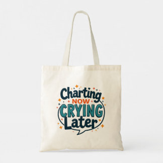 Charting Now Crying Later ナチュラル トートバッグ