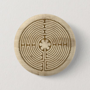 Chartres Labyrinth antique style + your ideas 缶バッジ