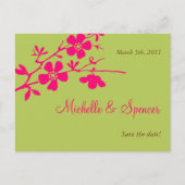 ChartreuseとPinkの花が日程を保存 案内ポストカード (正面)