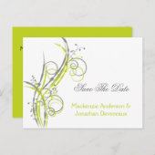 Chartreuseグレーフローラスワーズ日付を保存 案内ポストカード (正面/裏面)