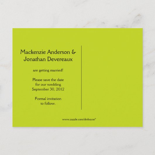 Chartreuseグレーフローラスワーズ日付を保存 案内ポストカード (裏面)