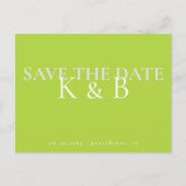 ChartreuseシンプルMonogram日付の保存 ポストカード (正面)