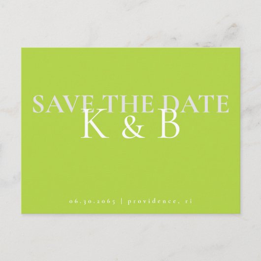 ChartreuseシンプルMonogram日付の保存 ポストカード (正面)