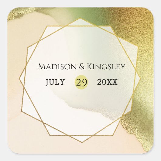 Chartreuse抽象芸術💚✨ Amazing 結婚's スクエアシール (正面)