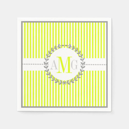 Chartreuse、白パタストライプのーン結婚ズ スタンダードカクテルナプキン (正面)