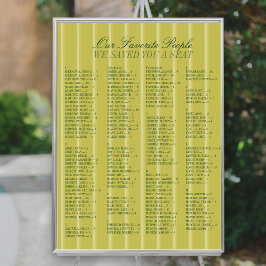 Chartreuse Alphabetical Wedding Seating Chart ポスター