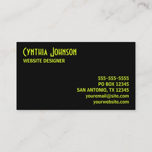 Chartreuse and Black Retro Bold 名刺 (裏面)