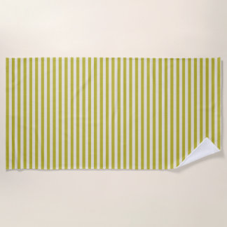 Chartreuse and Cream Simple Striped Pattern  ビーチタオル
