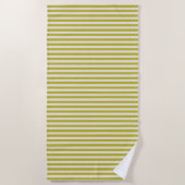 Chartreuse and Cream Simple Striped Pattern  ビーチタオル (正面)