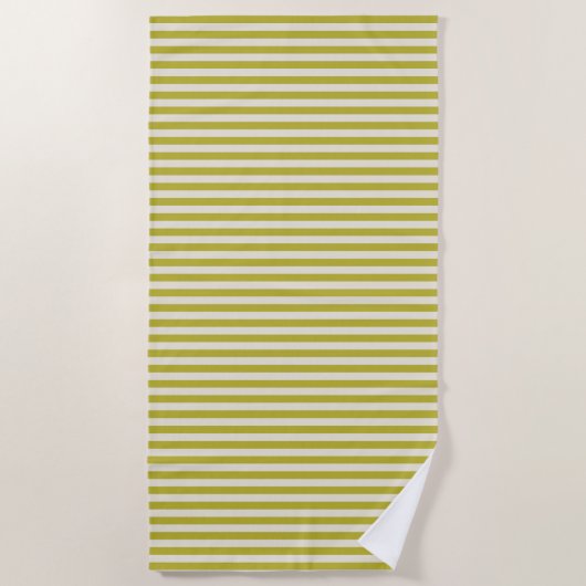 Chartreuse and Cream Simple Striped Pattern ビーチタオル (正面)