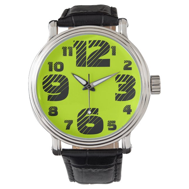 Chartreuse/Black Men's Big Number Watch 腕時計 (正面)