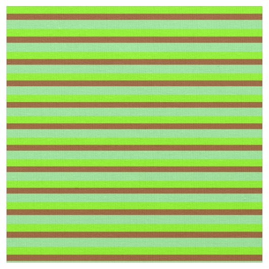 Chartreuse、Brown、およびLight Greenの各ストライプ ファブリック (クローズアップ)