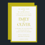 Chartreuse Elegant Classic Wedding Parents Host 招待状<br><div class="desc">Make your wedding announcement unforgettable with our Formal Elegant Wedding Invitation Template. Perfectly crafted for parents hosting the special day, this chartreuse green and white invitation features a simple frame and elegant typography for the spouse's names and the wedding information. Fully customizable, this template allows you to personalize every detail...</div>