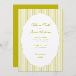 Chartreuse Formal Elegant Classic Stripes Wedding セーブザデート