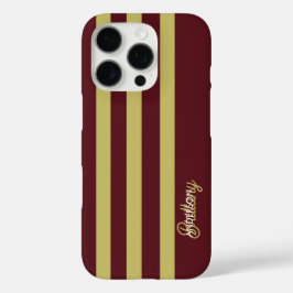 Chartreuse Green and Burgundy Stripes Pattern  iPhone 16 Proケース
