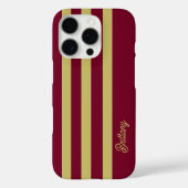 Chartreuse Green and Burgundy Stripes Pattern  Case-Mate iPhoneケース (裏面)