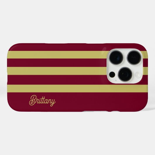 Chartreuse Green and Burgundy Stripes Pattern  Case-Mate iPhoneケース (裏面 (横))