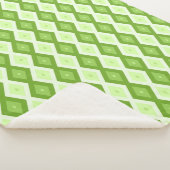Chartreuse green diamond pattern シェルパブランケット (3/4)