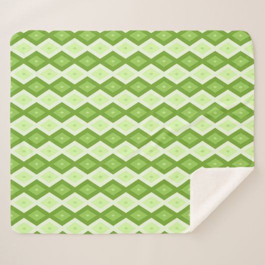 Chartreuse green diamond pattern シェルパブランケット (正面(横))