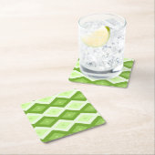 Chartreuse green diamond pattern スクエアペーパーコースター (インサイチュ)