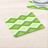 Chartreuse green diamond pattern スクエアペーパーコースター (アングル)